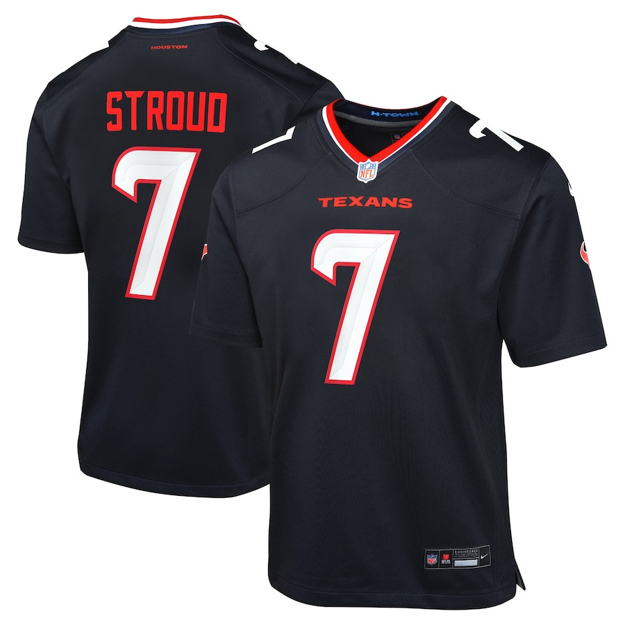 C.J. Stroud 7 Houston Texans Game Navy NFL Jersey Youth