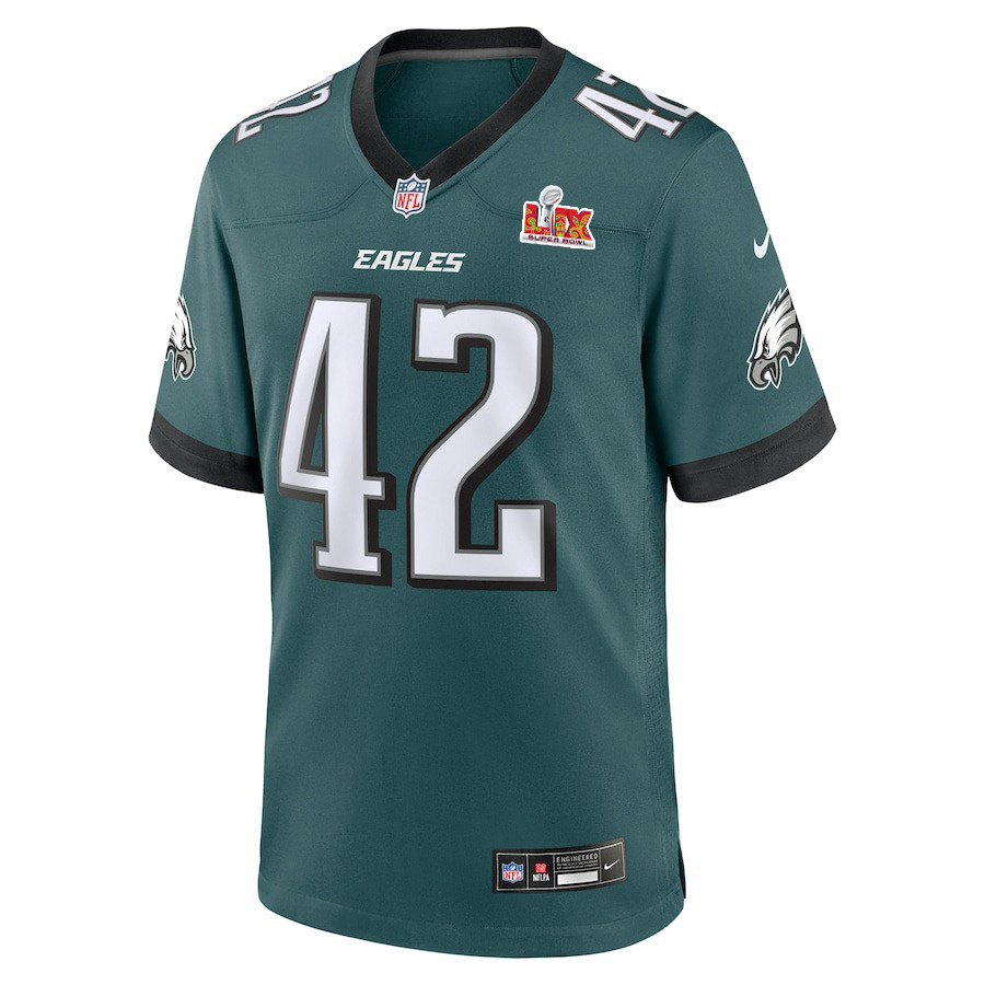 Oren Burks #42 Philadelphia Eagles Super Bowl LIX Midnight Green NFL Jersey Men's