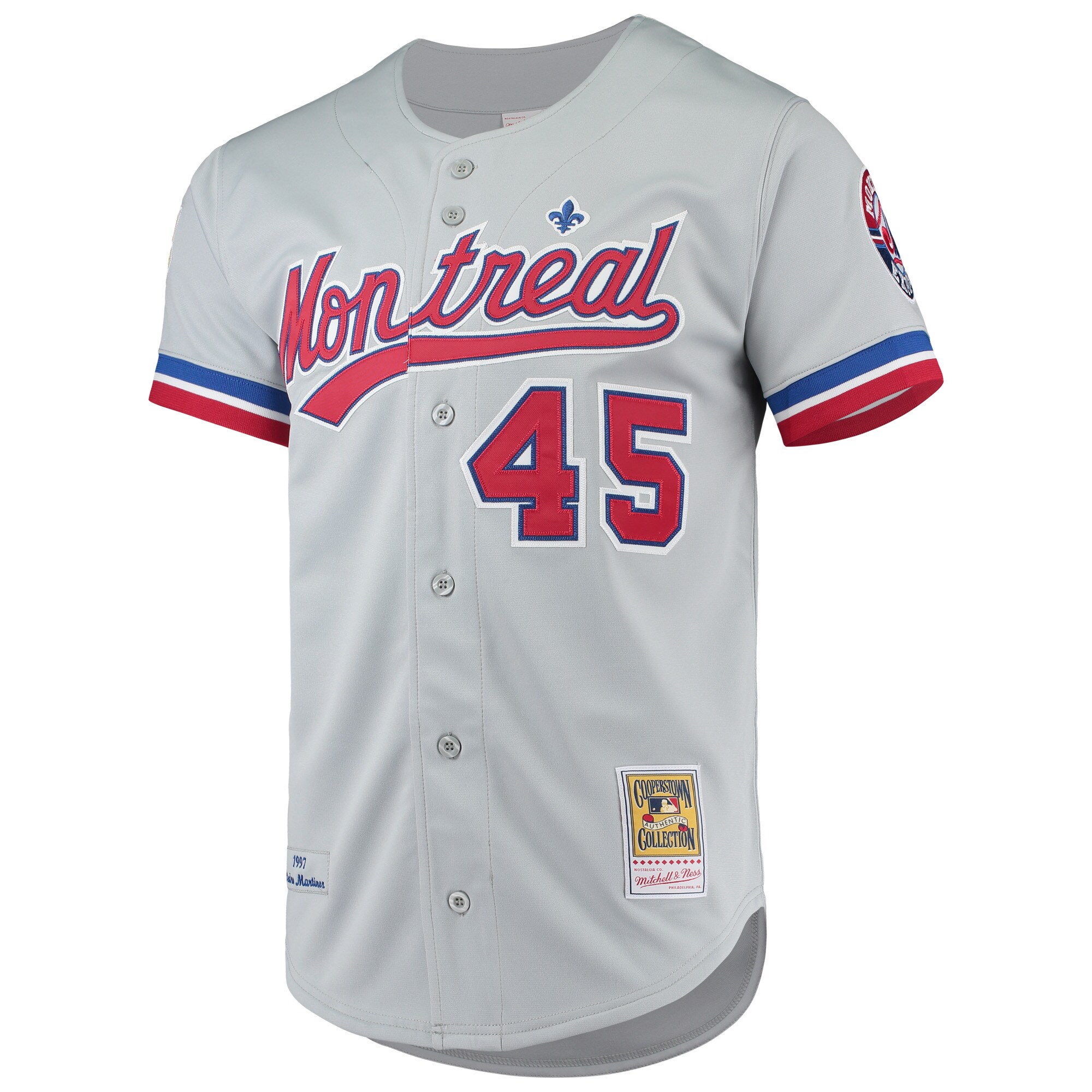 Montreal Expos Pedro Martinez Mitchell Ness Gray Cooperstown Collection MLB Jersey Men's