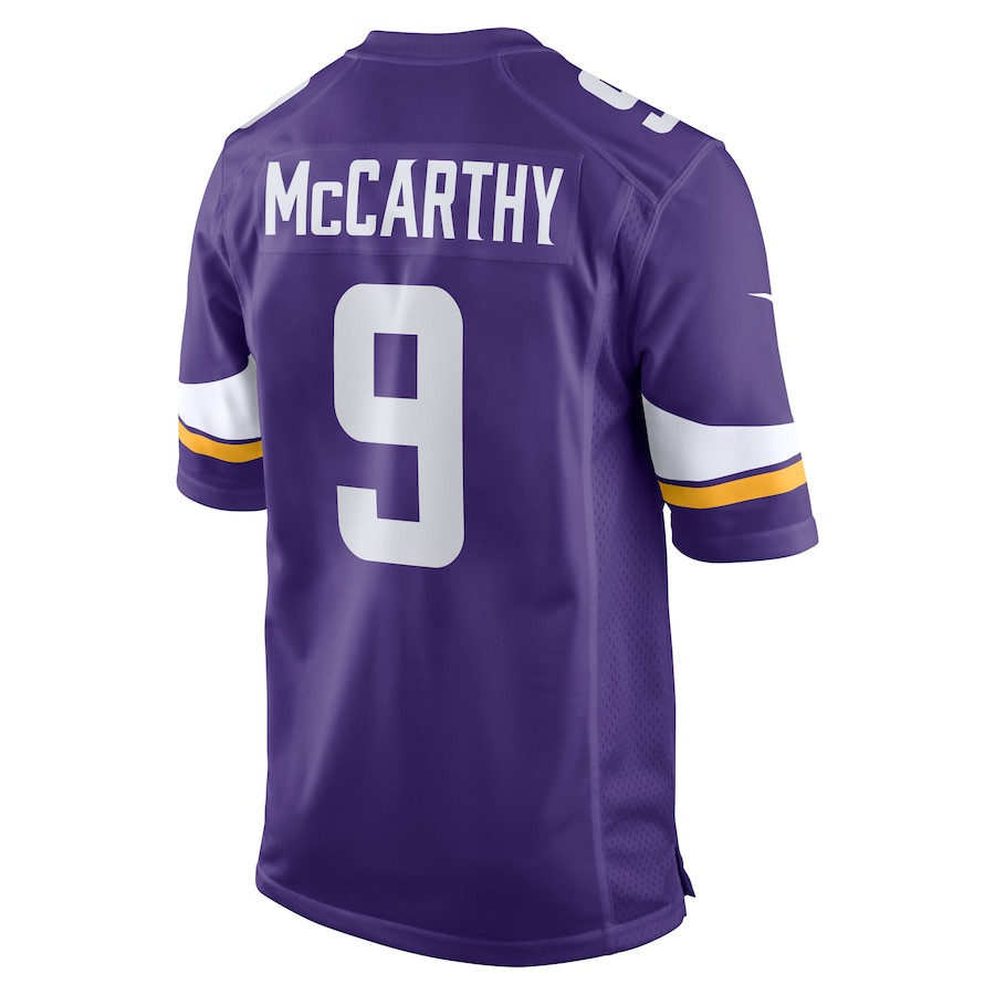 J.J. McCarthy 9 Minnesota Vikings 2024 Draft First Round Pick Player Game Purple NFL Jersey Men's