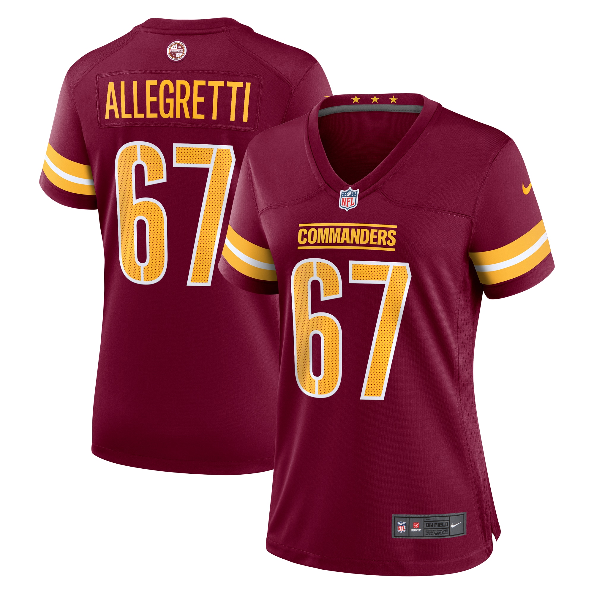 Washington Commanders Nick Allegretti Burgundy Game NFL Jersey Women's