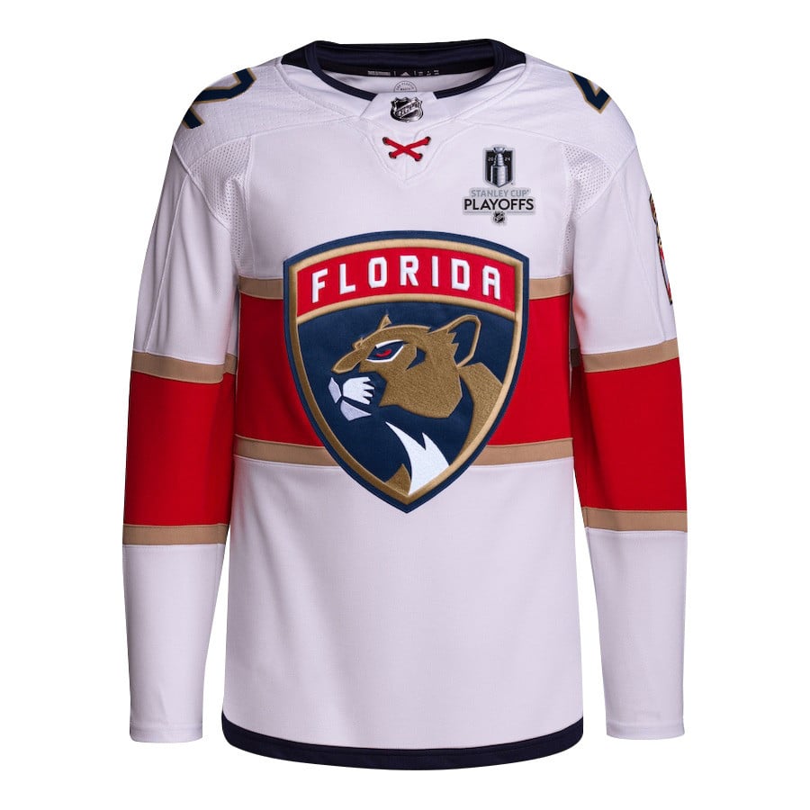 Gustav Forsling 42 Florida Panthers 2024 Playoffs Patch Away Custom White NHL Jersey Men's