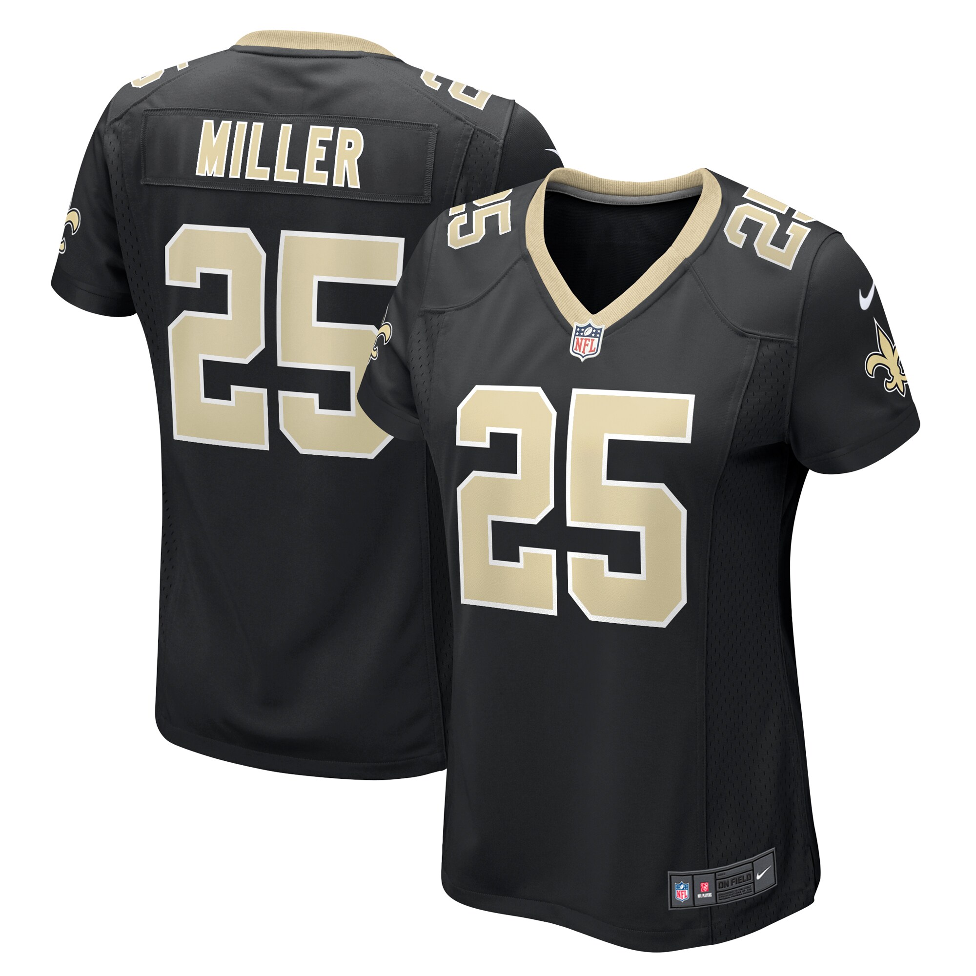 New Orleans Saints Kendre Miller Black Team Game NFL Jersey Women's