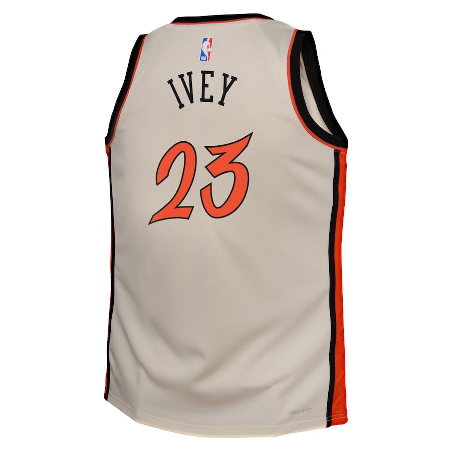Jaden Ivey 23 Detroit Pistons 2024/25 Swingman Playe City Edition Cream NBA Jersey Youth