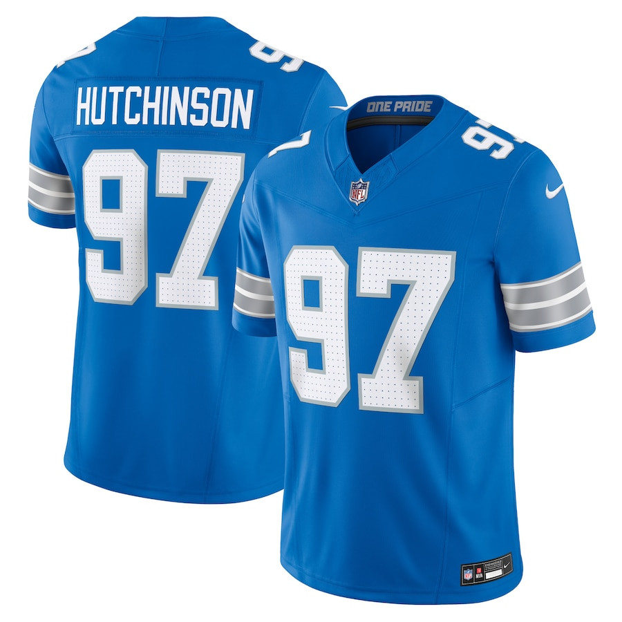 Aidan Hutchinson 97 Detroit Lions Vapor F.U.S.E. Limited Blue NFL Jersey Men's