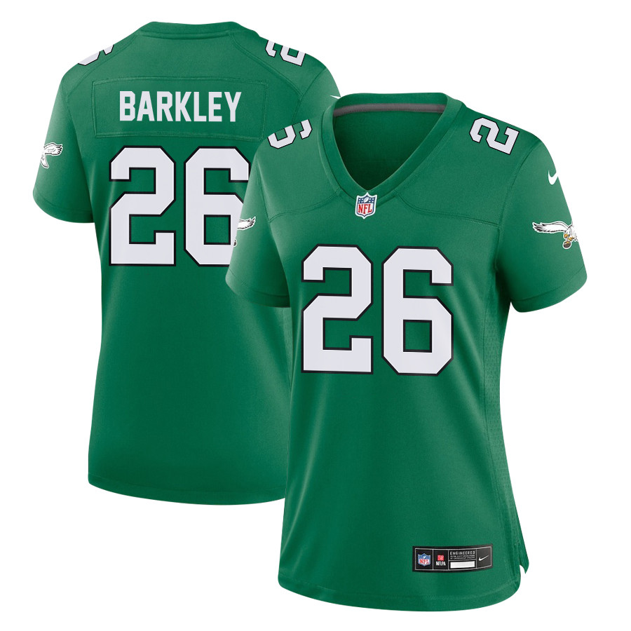 Saquon Barkley 26 Philadelphia Eagles Alternate Game Kelly Green NFL Jersey Women's