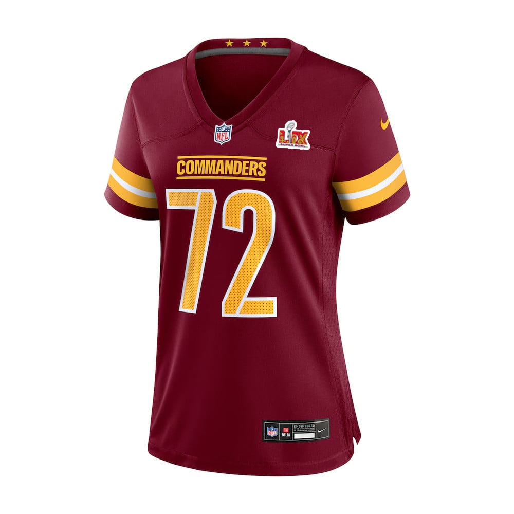 Viliami Fehoko Jr. #72 Washington Commanders Super Bowl LIX Burgundy NFL Jersey Women's