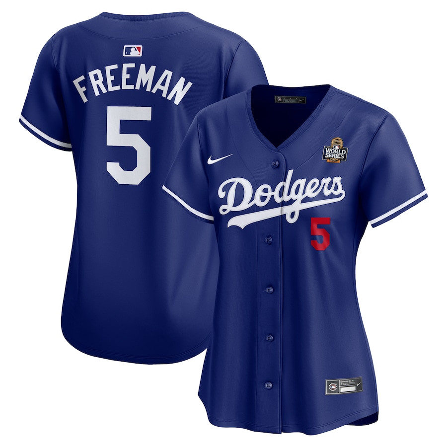 Freddie Freeman 5 Los Angeles Dodgers 2024 World Series Alternate Limited Royal MLB Jersey Women's