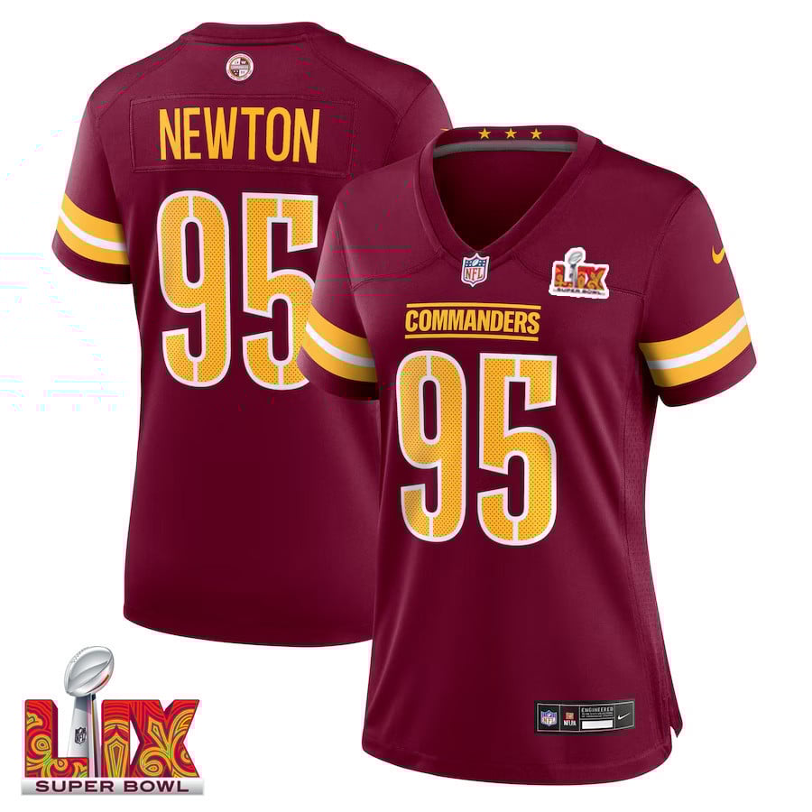 Jer'Zhan Newton #95 Washington Commanders Super Bowl LIX Burgundy NFL Jersey Women's