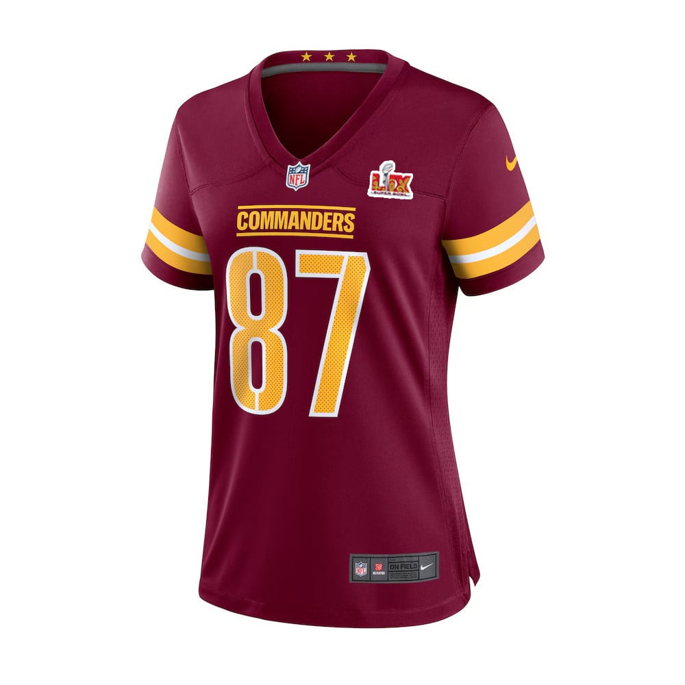 John Bates #87 Washington Commanders Super Bowl LIX Burgundy NFL Jersey Women's