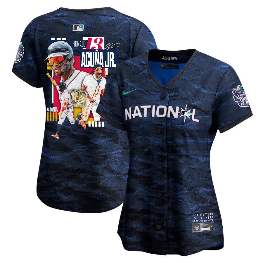 Ronald Acu?a Jr. 13 Atlanta Braves Signed MVP 2023 All Star Game Limited Player Royal MLB Jersey Women's