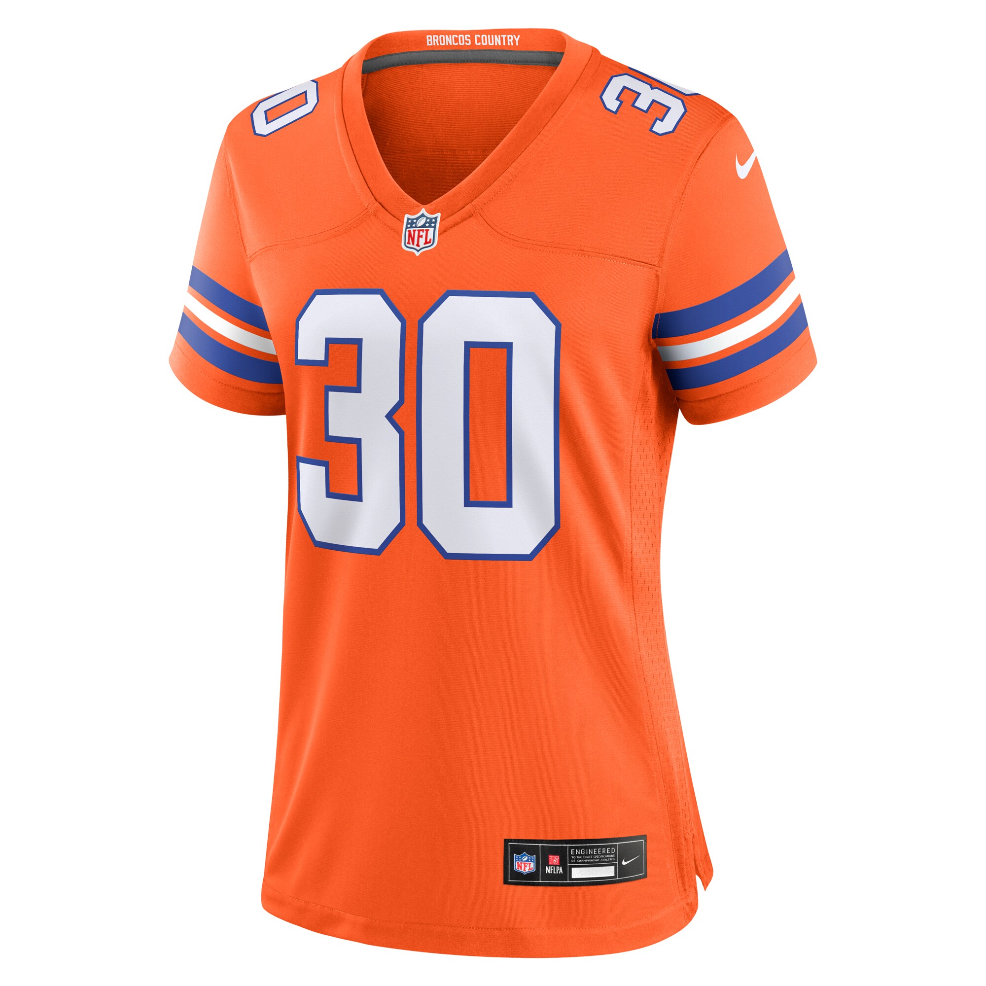 Denver Broncos Terrell Davis Orange Mile High Collection 1977 Throwback Retired Player Game NFL Jersey Women's