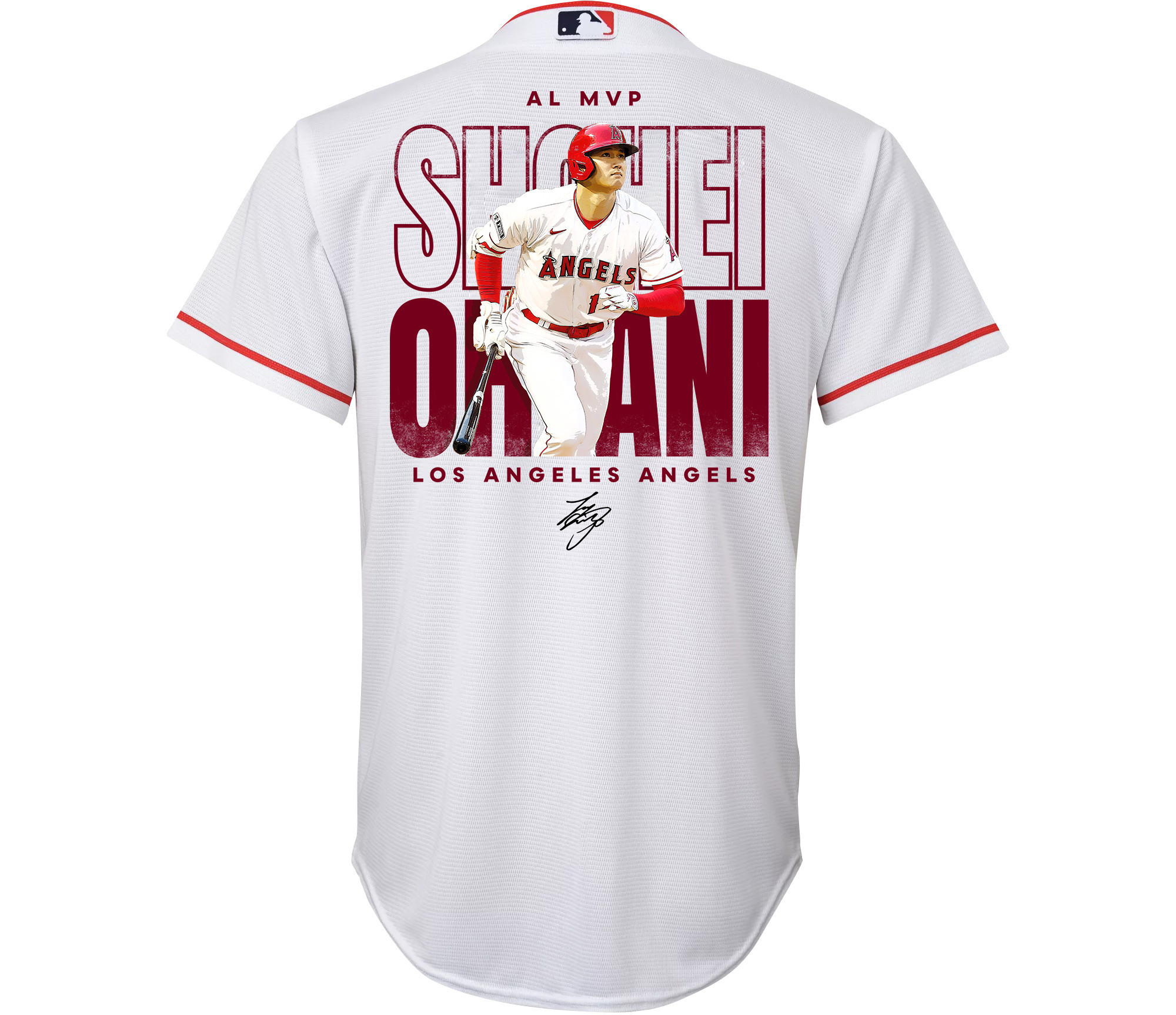 Shohei Ohtani 17 Los Angeles Angels Signed Name 2023 Home Player White MLB Jersey Youth