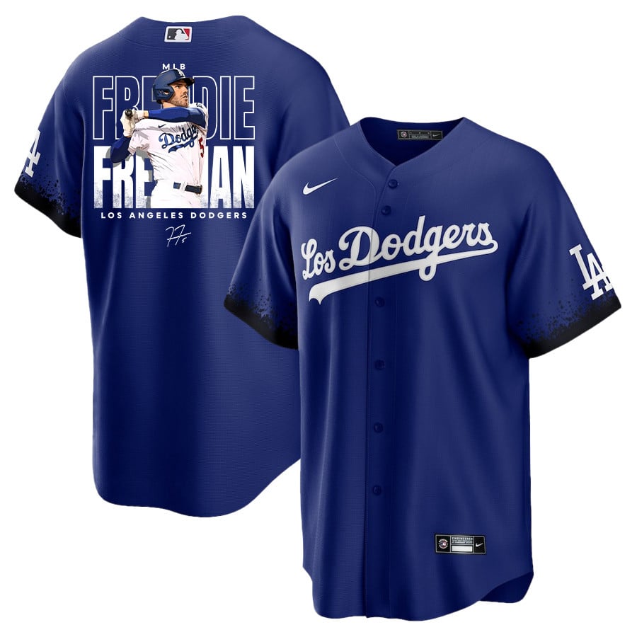 Freddie Freeman 5 Los Angeles Dodgers Signed Home Run 2023 City Connect Player Royal MLB Jersey Men's