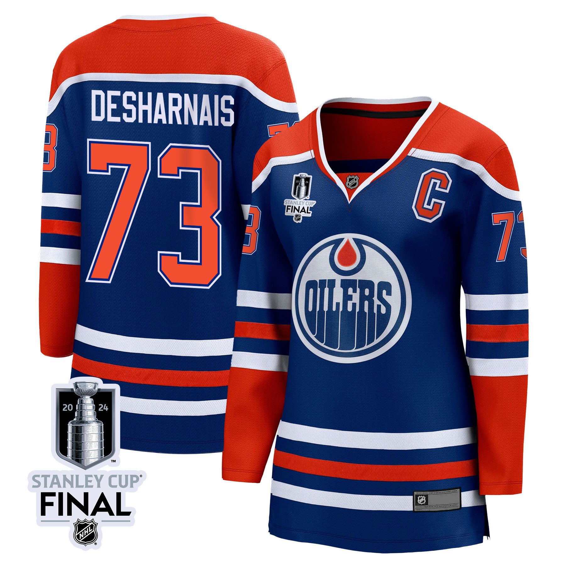 Vincent Desharnais 73 Edmonton Oilers 2024 STANLEY CUP Final Home Royal NHL Jersey Women's