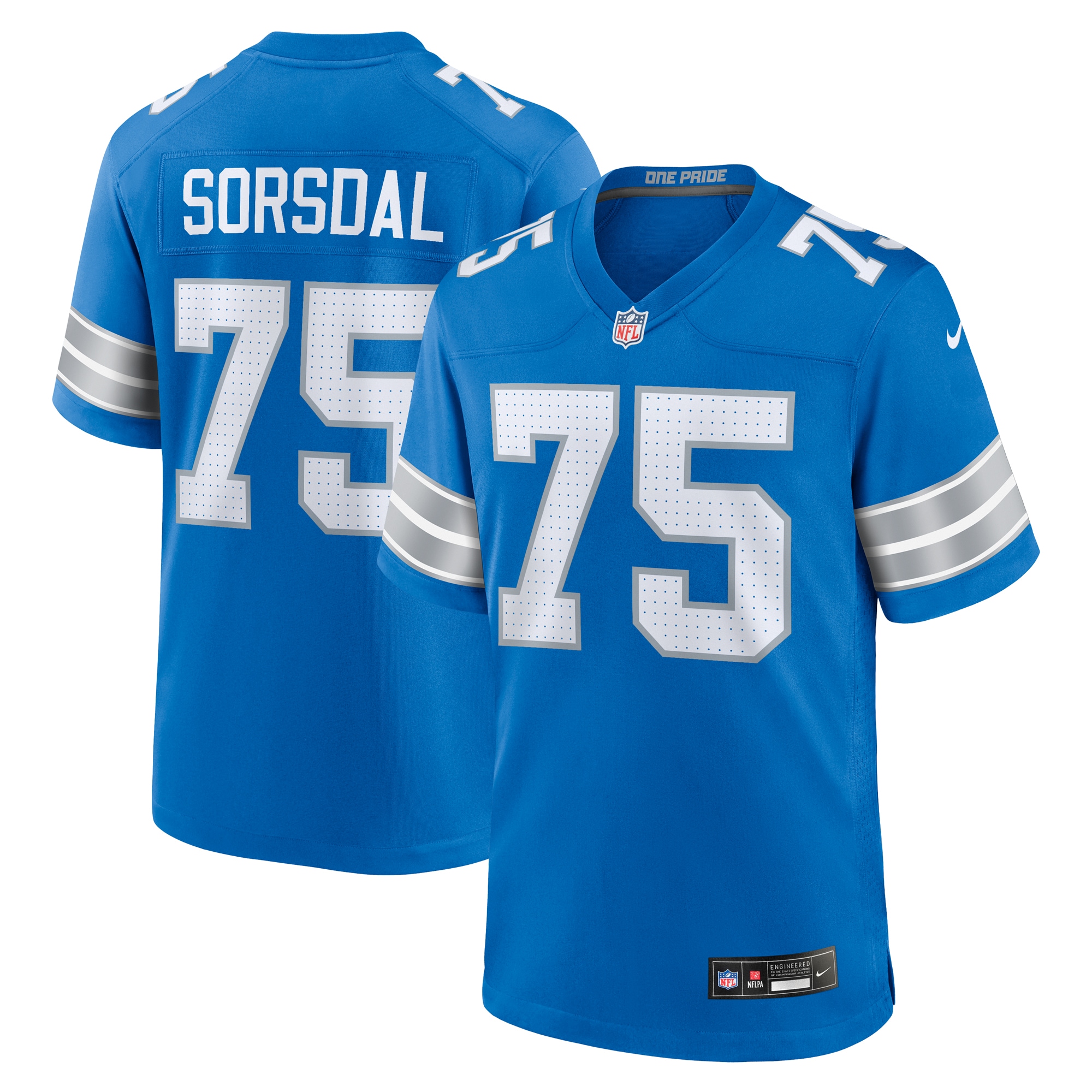 Detroit Lions Colby Sorsdal Blue Team Game NFL Jersey Men's