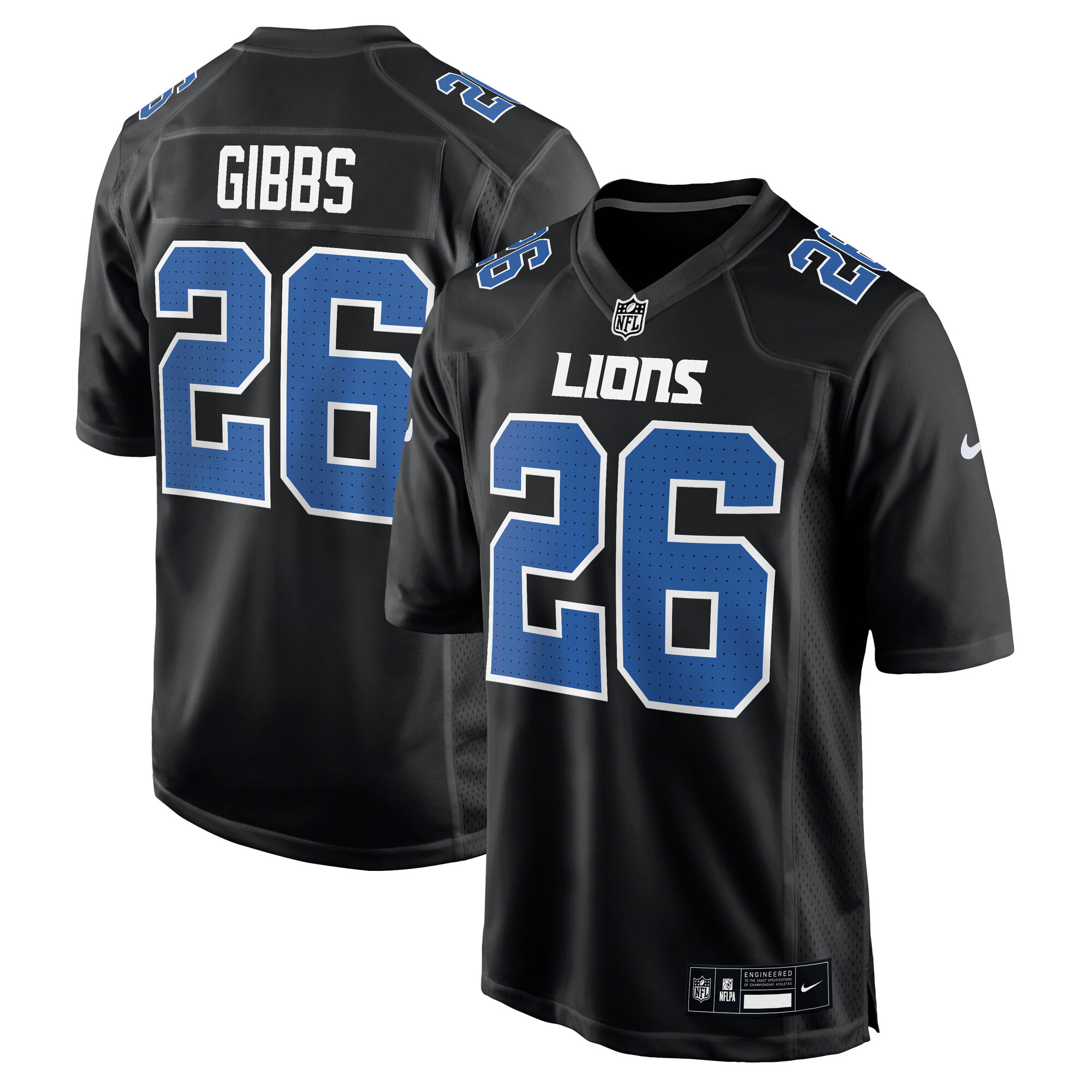 Detroit Lions Jahmyr Gibbs Carbon Black Fashion NFL Jersey Men's