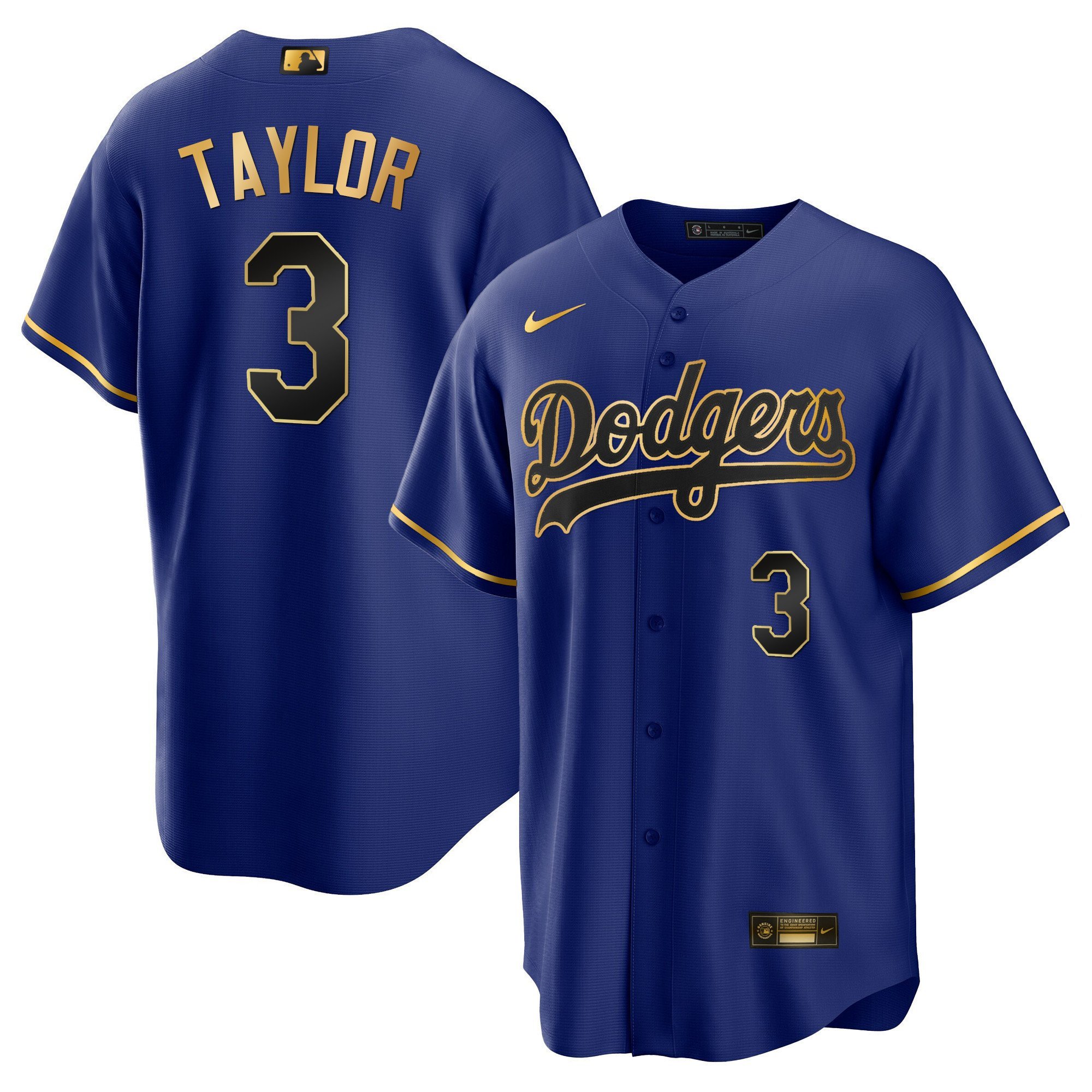 Chris Taylor 3 Los Angeles Dodgers Cool Black Royal MLB Jersey Men's