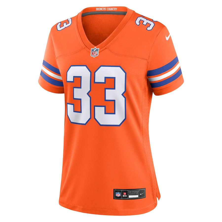 Javonte Williams 33 Denver Broncos Mile High Collection 1977 Throwback Player Game Orange NFL Jersey Women's