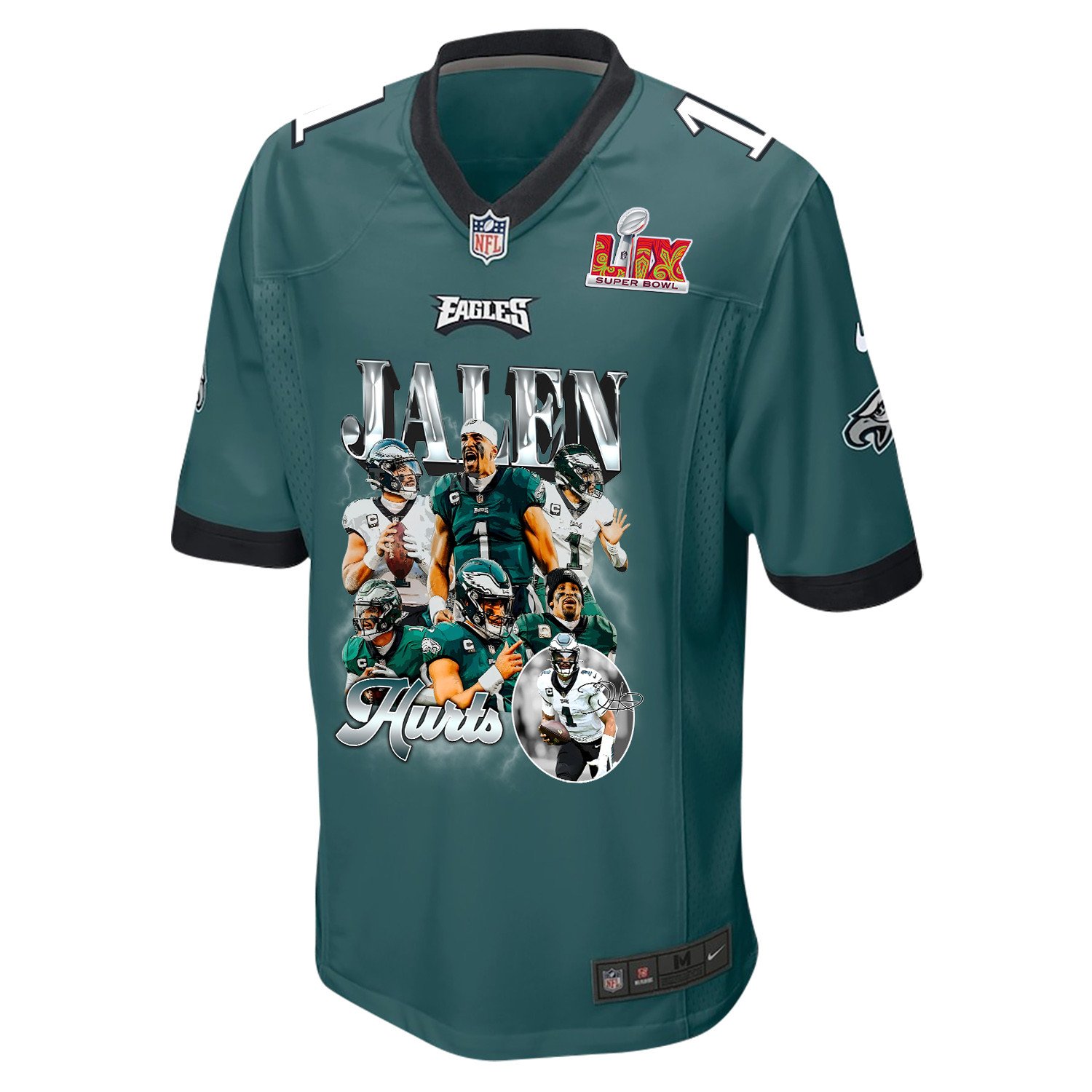 Jalen Hurts 1 Philadelphia Eagles Jalen's Pain Train' Game Midnight Green NFL Jersey Men's