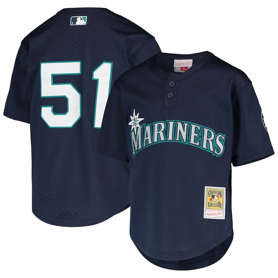 Ichiro Suzuki Seattle Mariners Mitchell&Ness Youth Cooperstown Collection Mesh Batting Practice Jersey Navy