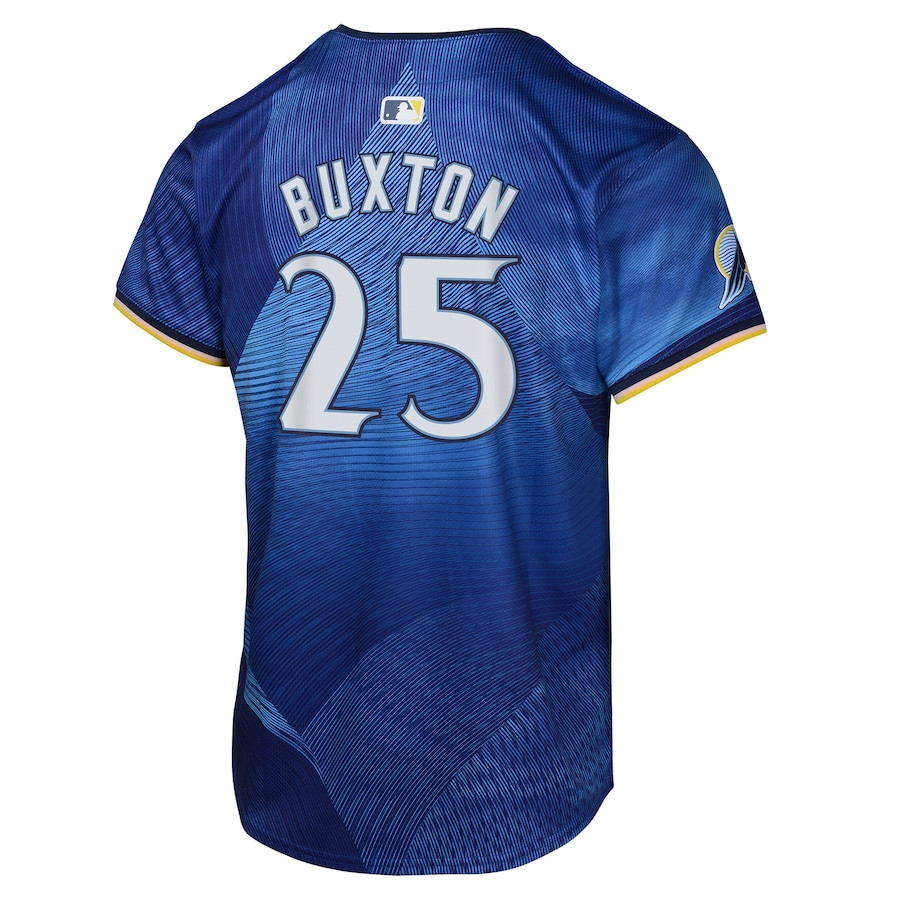 Byron Buxton 25 Minnesota Twins 2024 City Connect Limited Royal MLB Jersey Youth