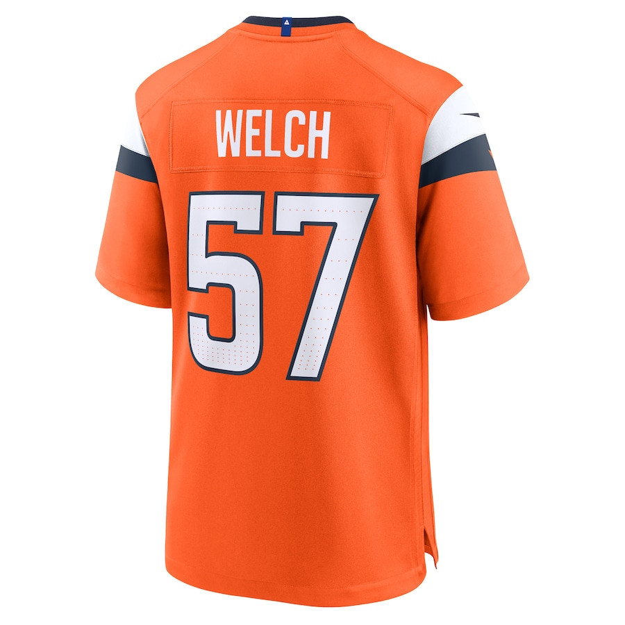 Kristian Welch 57 Denver Broncos Team Game Orange NFL Jersey Men's
