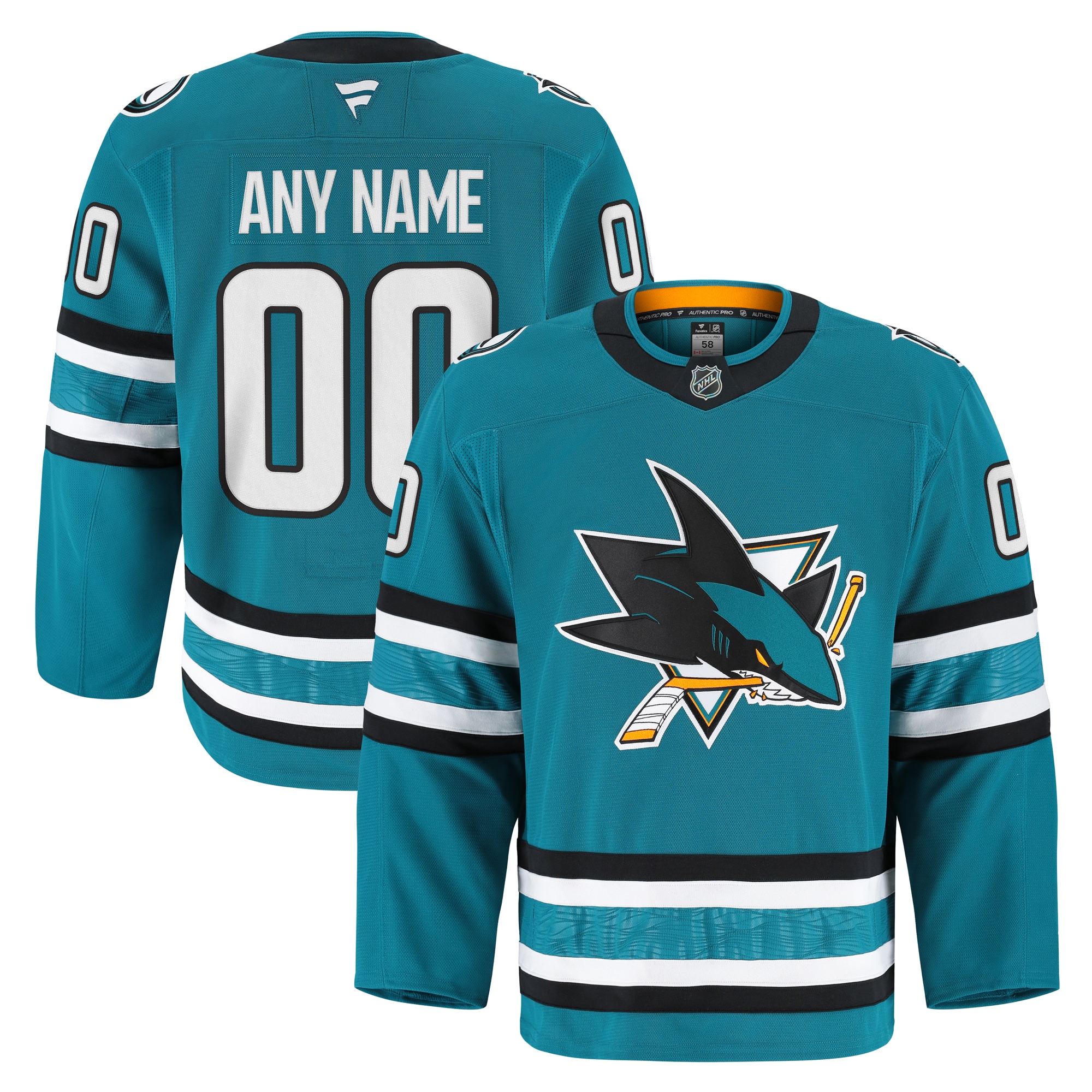 San Jose Sharks Teal Home Pro Custom NHL Jersey Men's