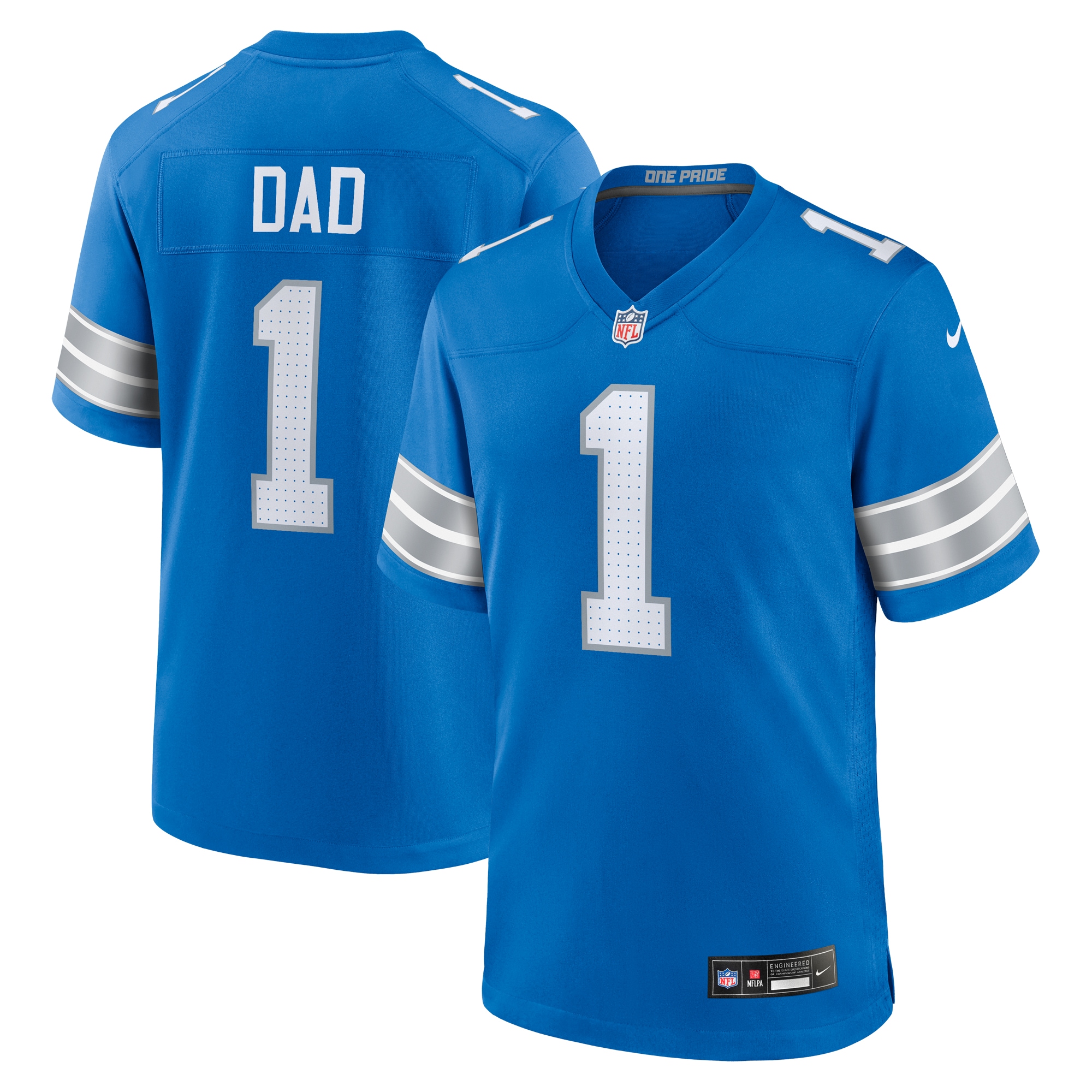 Detroit Lions Number 1 Dad Blue Game NFL Jersey Men's