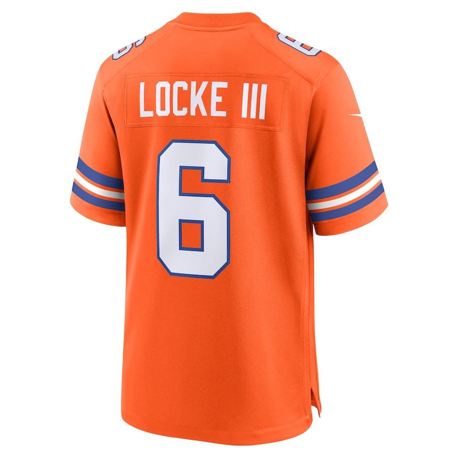 P.J. Locke III 6 Denver Broncos Mile High Collection 1977 Throwback Player Game Orange NFL Jersey Men's
