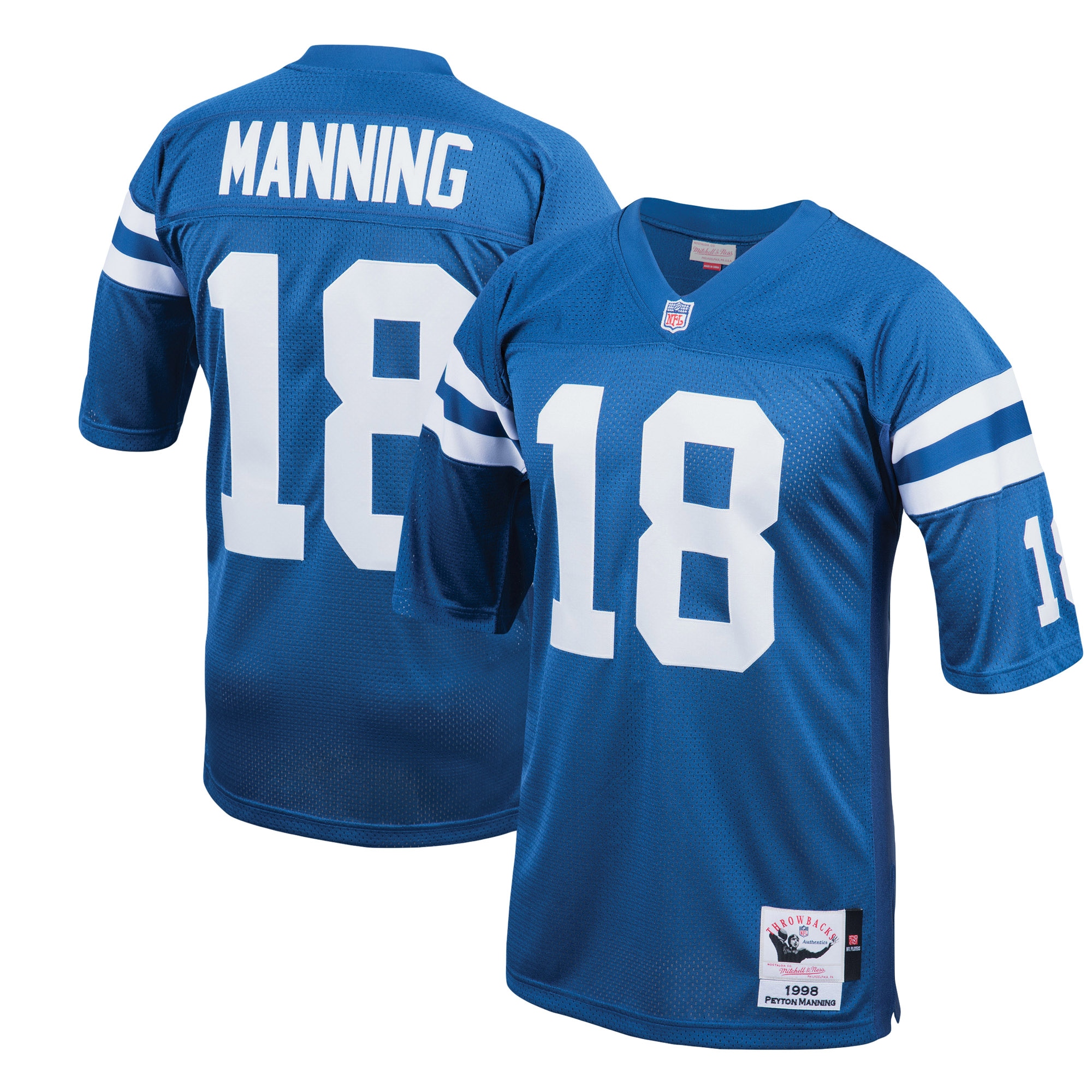 Indianapolis Colts 1998 Peyton Manning Mitchell Ness Royal Throwback Retired Player NFL Jersey Men's