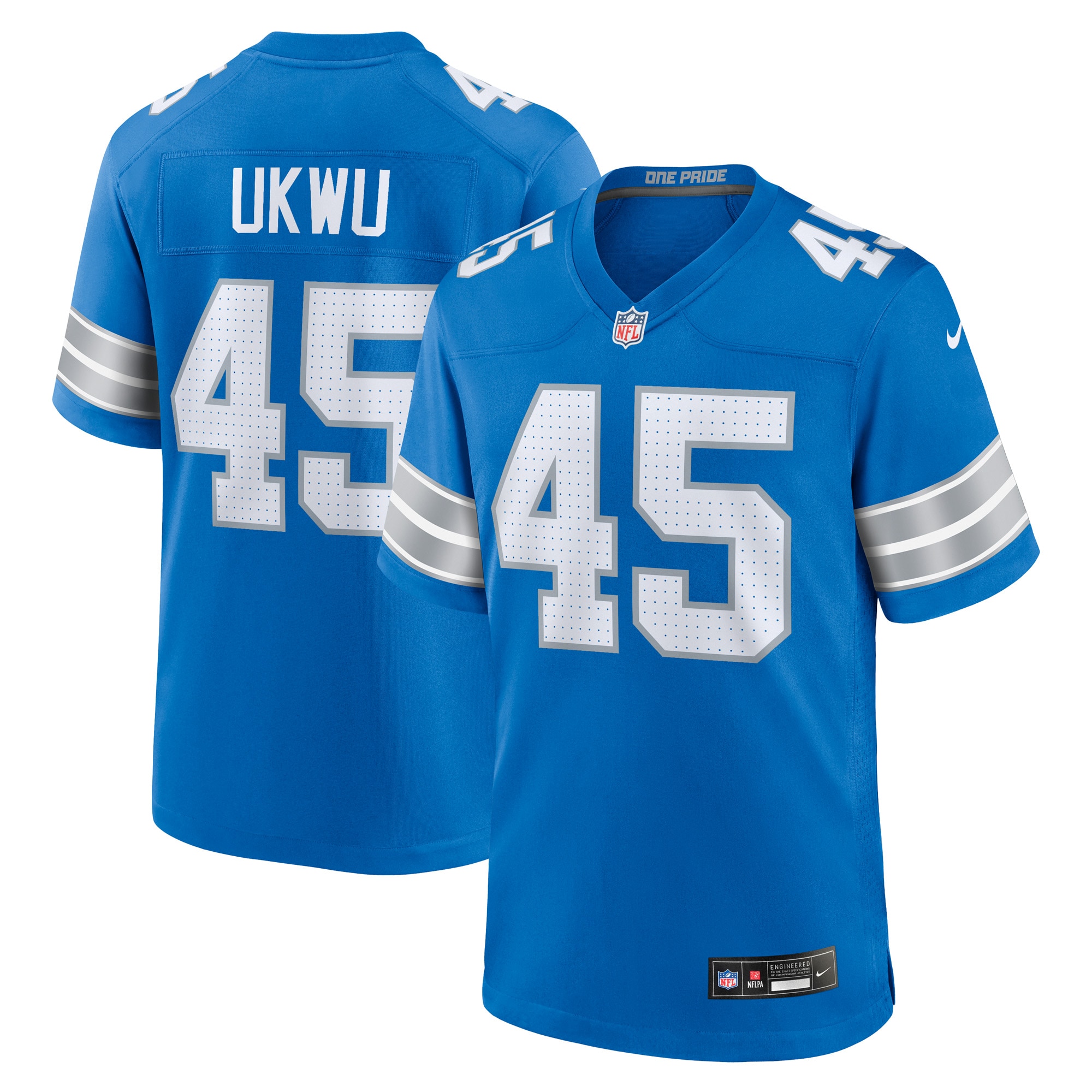 Detroit Lions Isaac Ukwu Blue Game NFL Jersey Men's