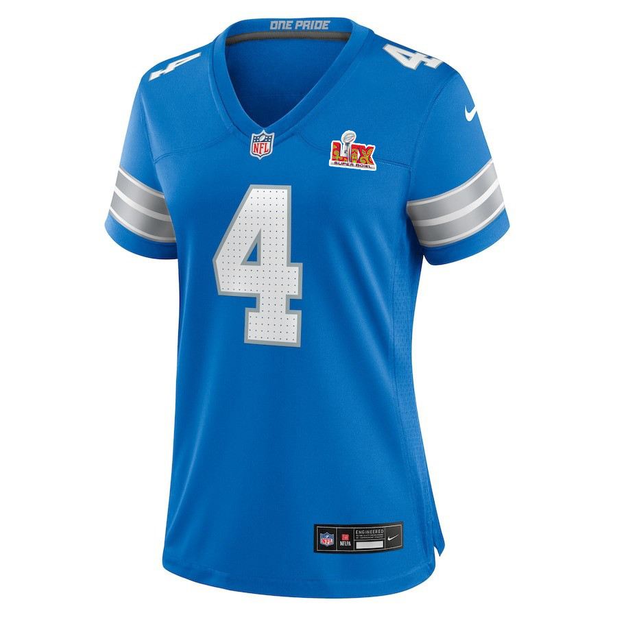 Emmanuel Moseley #4 Detroit Lions Super Bowl LIX Blue NFL Jersey Women's