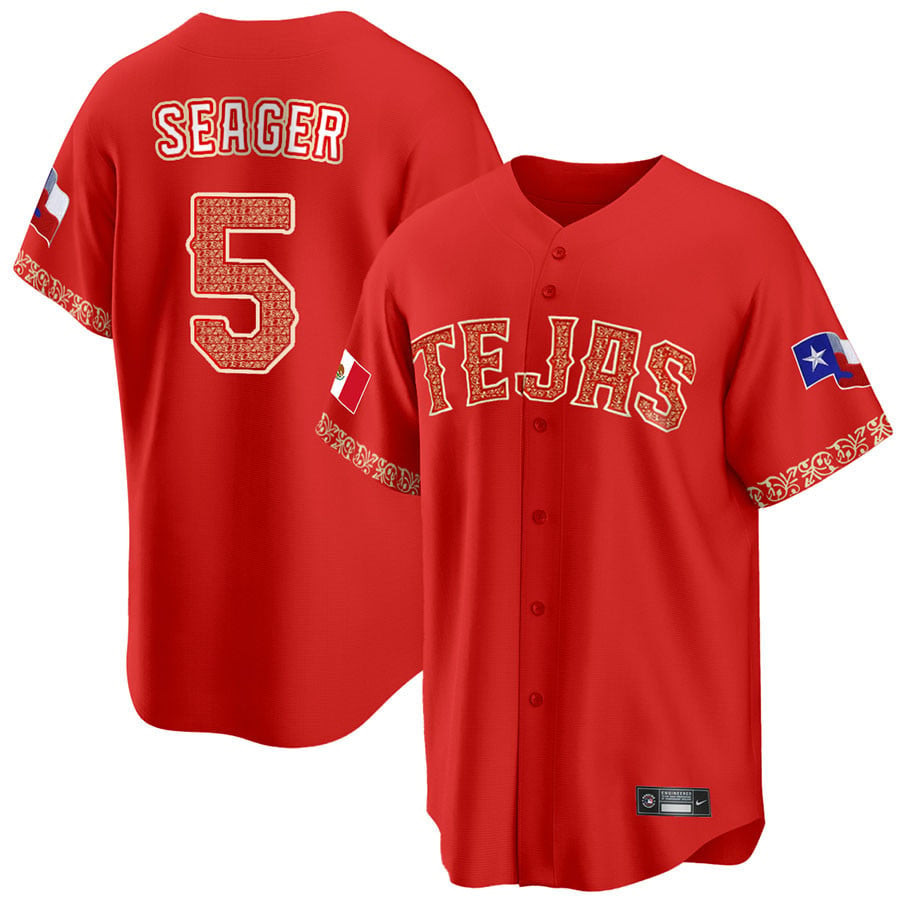 Corey Seager 5 Texas Rangers Mexican Collection Red MLB Jersey Men's