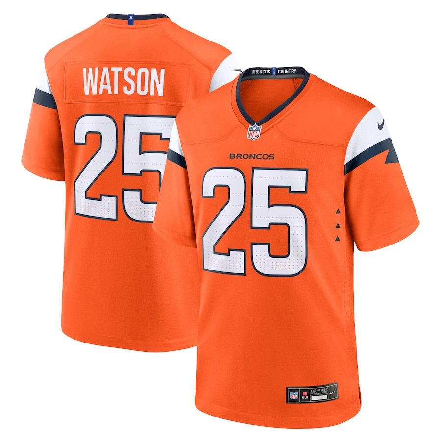 Blake Watson 25 Denver Broncos Team Game Orange NFL Jersey Men's