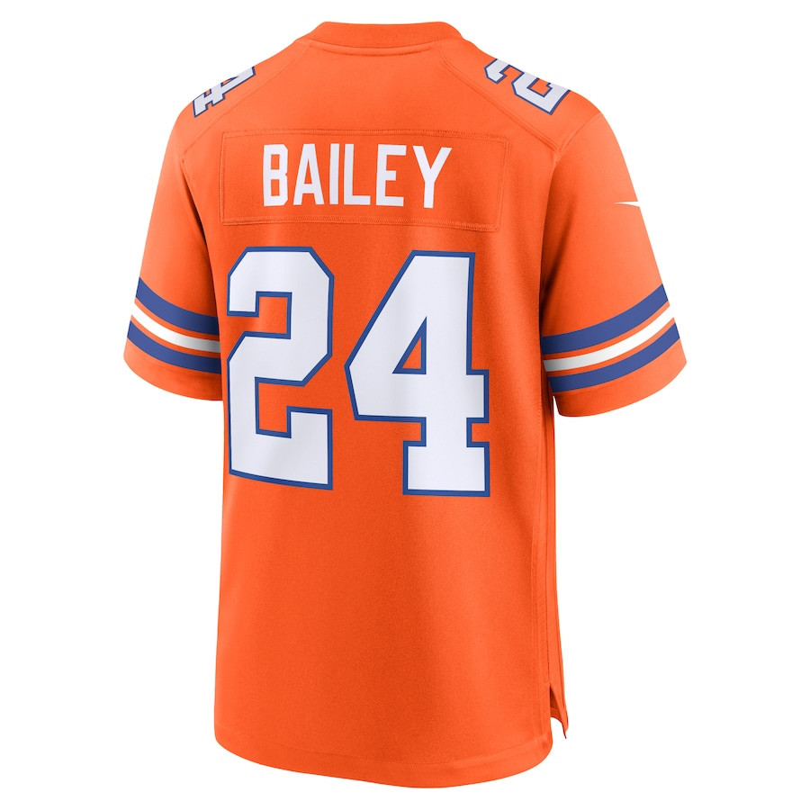 Champ Bailey 24 Denver Broncos Mile High Collection 1977 Throwback Retired Player Game Orange NFL Jersey Men's