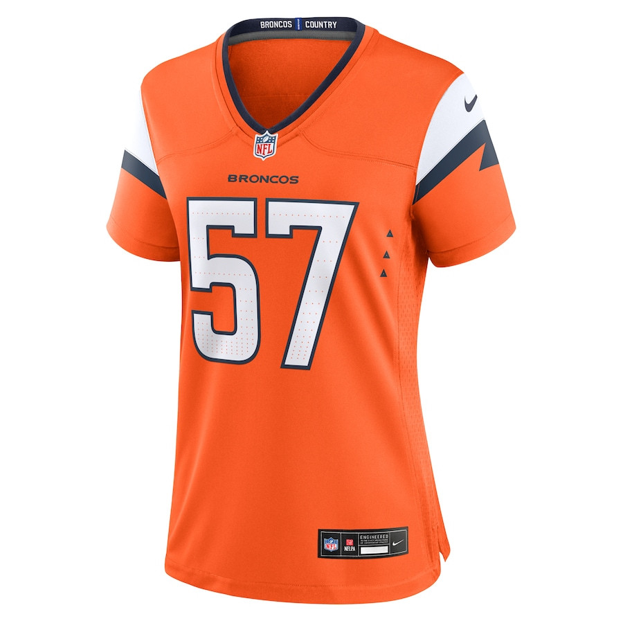 Kristian Welch 57 Denver Broncos Team Game Orange NFL Jersey Women's