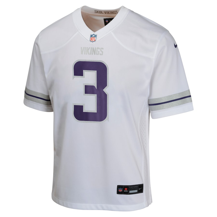 Jordan Addison 3 Minnesota Vikings Alternate Game White NFL Jersey Youth