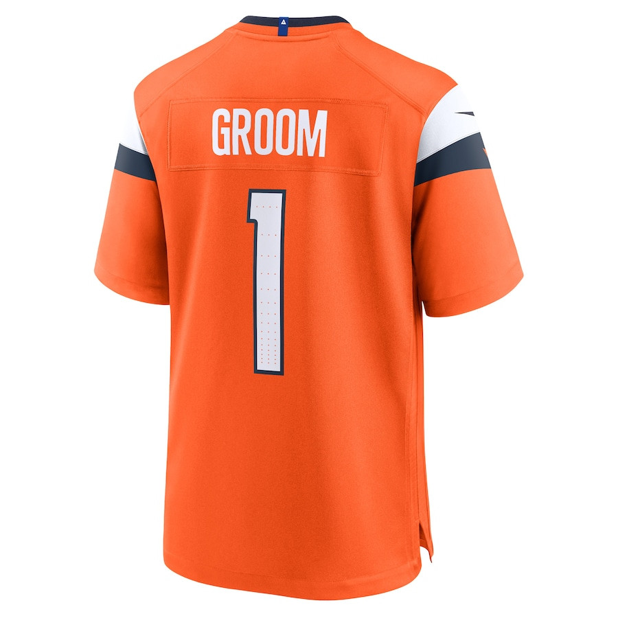 Number 1 Groom Denver Broncos Game Orange NFL Jersey Men's