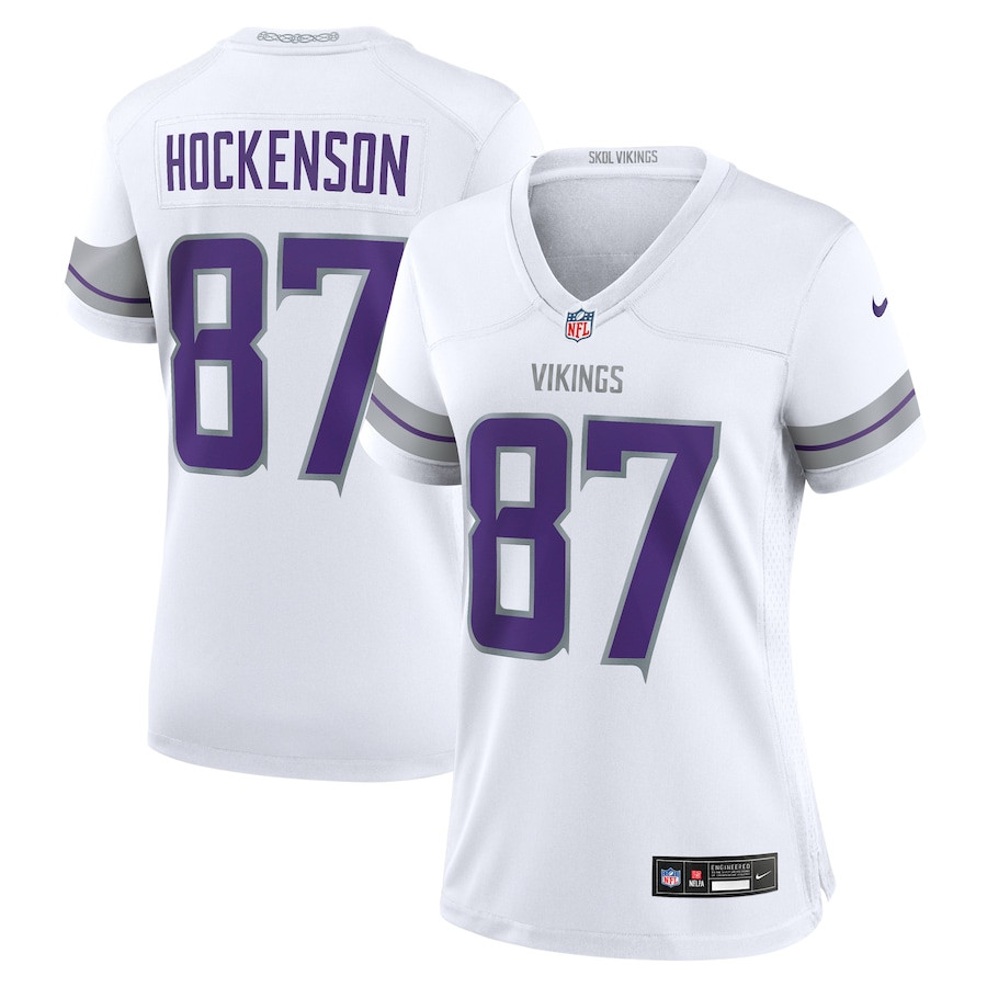 T.J. Hockenson 87 Minnesota Vikings Alternate Game Player White NFL Jersey Women's