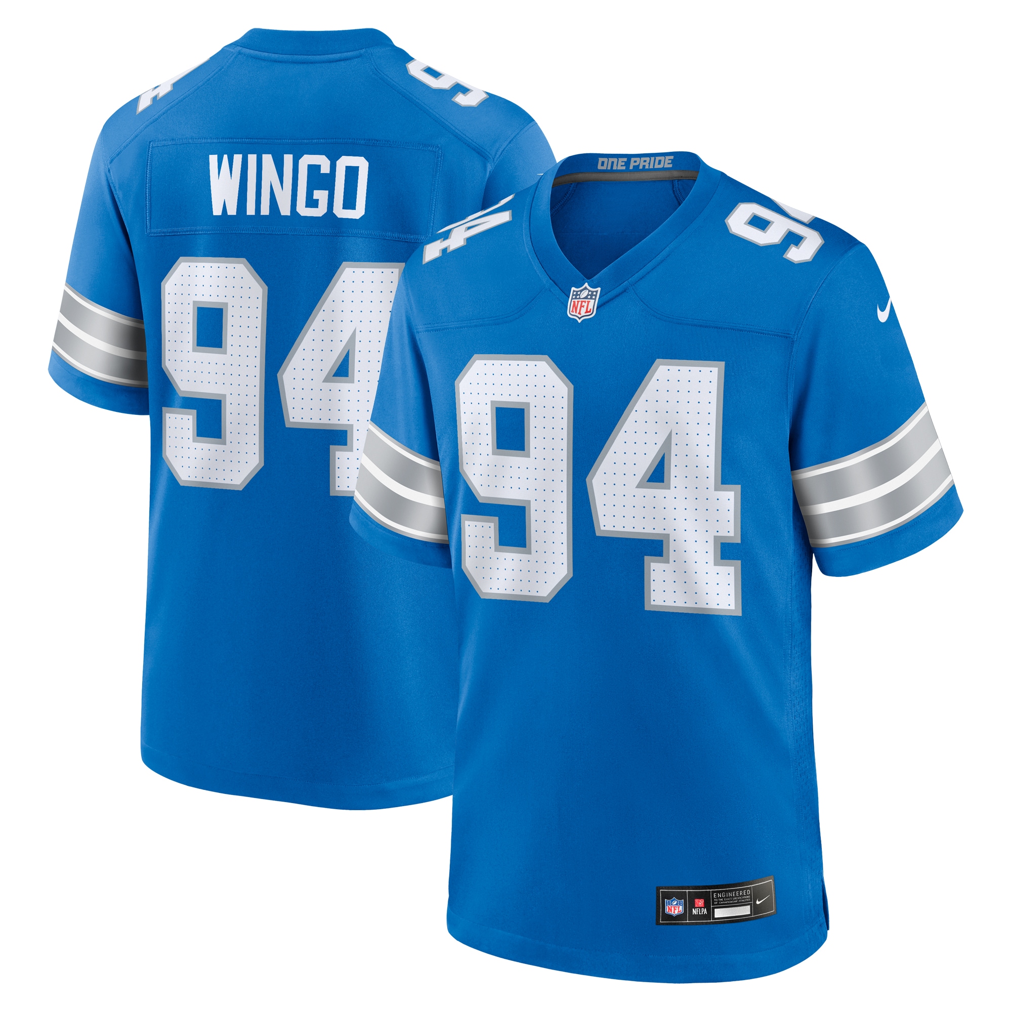 Detroit Lions Mekhi Wingo Blue Team Game NFL Jersey Men's