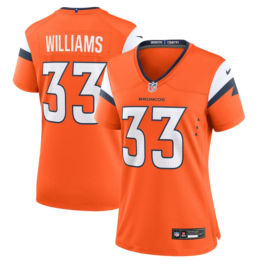 Javonte Williams 33 Denver Broncos Game Orange NFL Jersey Women's