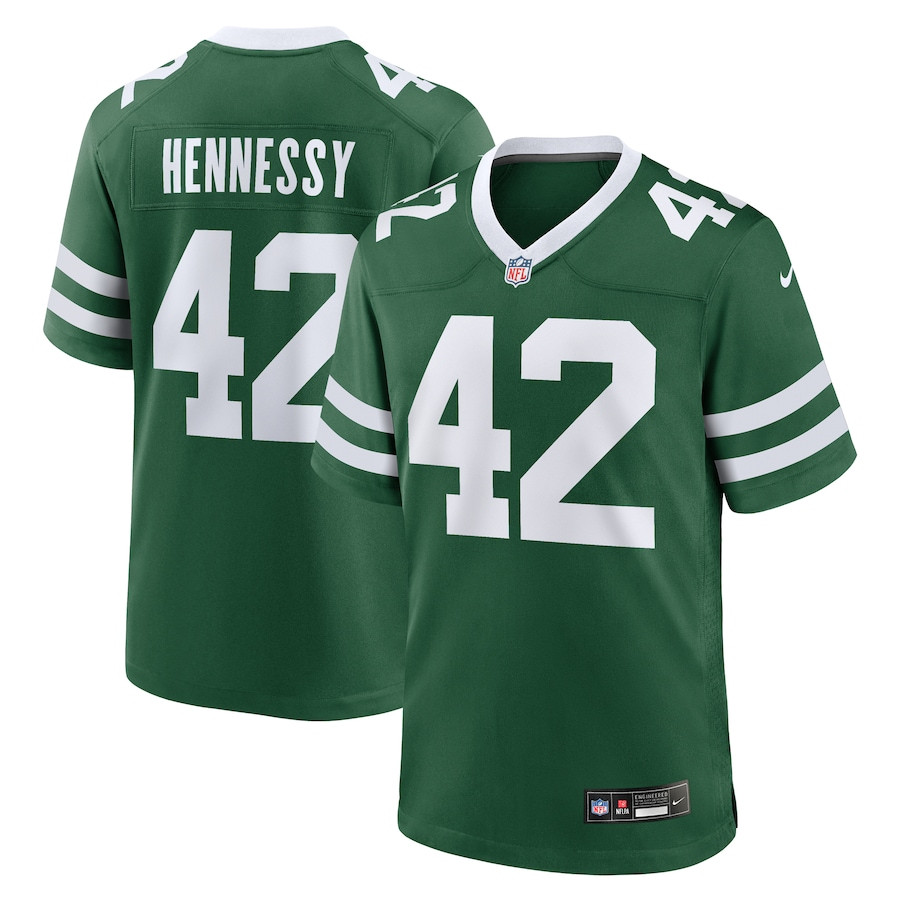 Thomas Hennessy 42 New York Jets Team Game Legacy Green NFL Jersey Men's