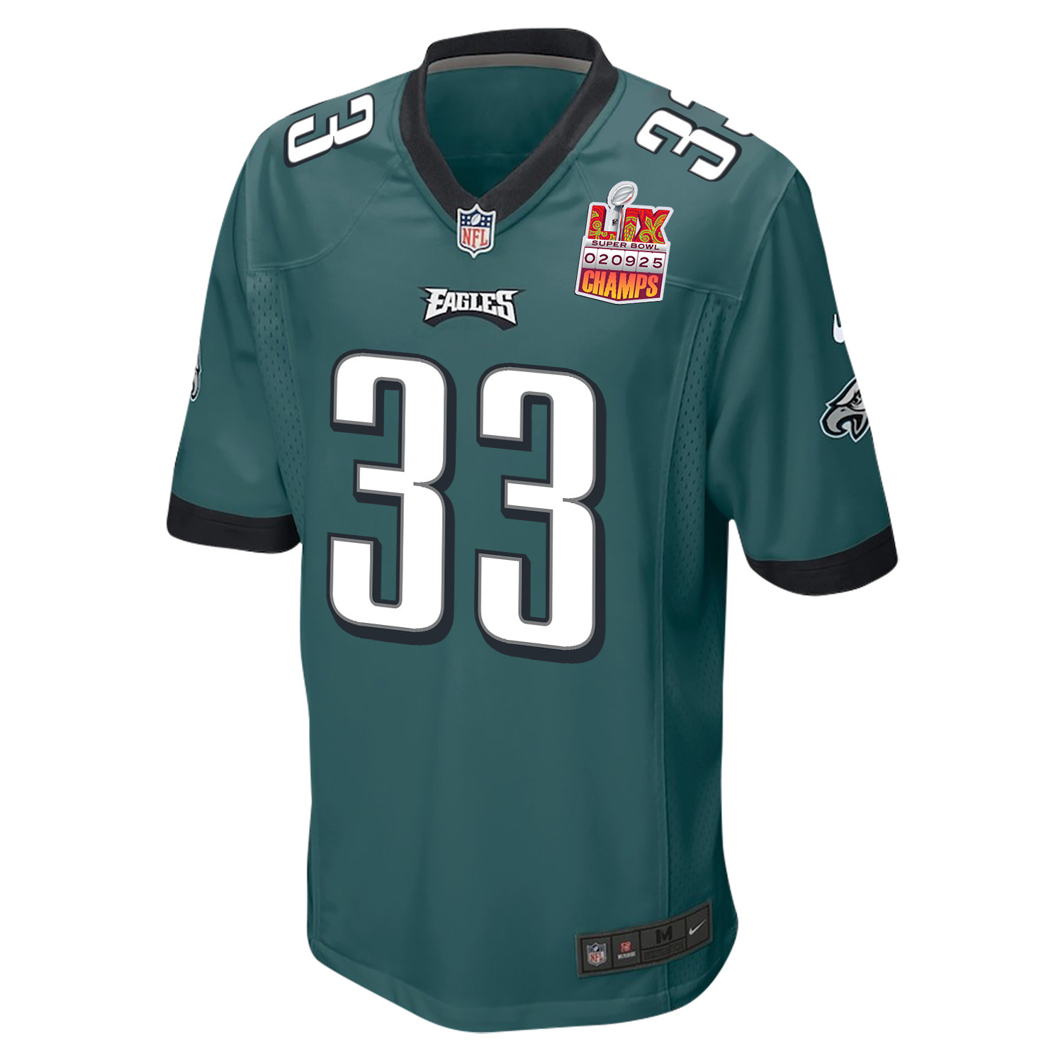 Cooper DeJean 33 Philadelphia Eagles Super Bowl LIX Champions Patch Game Midnight Green NFL Jersey Men's