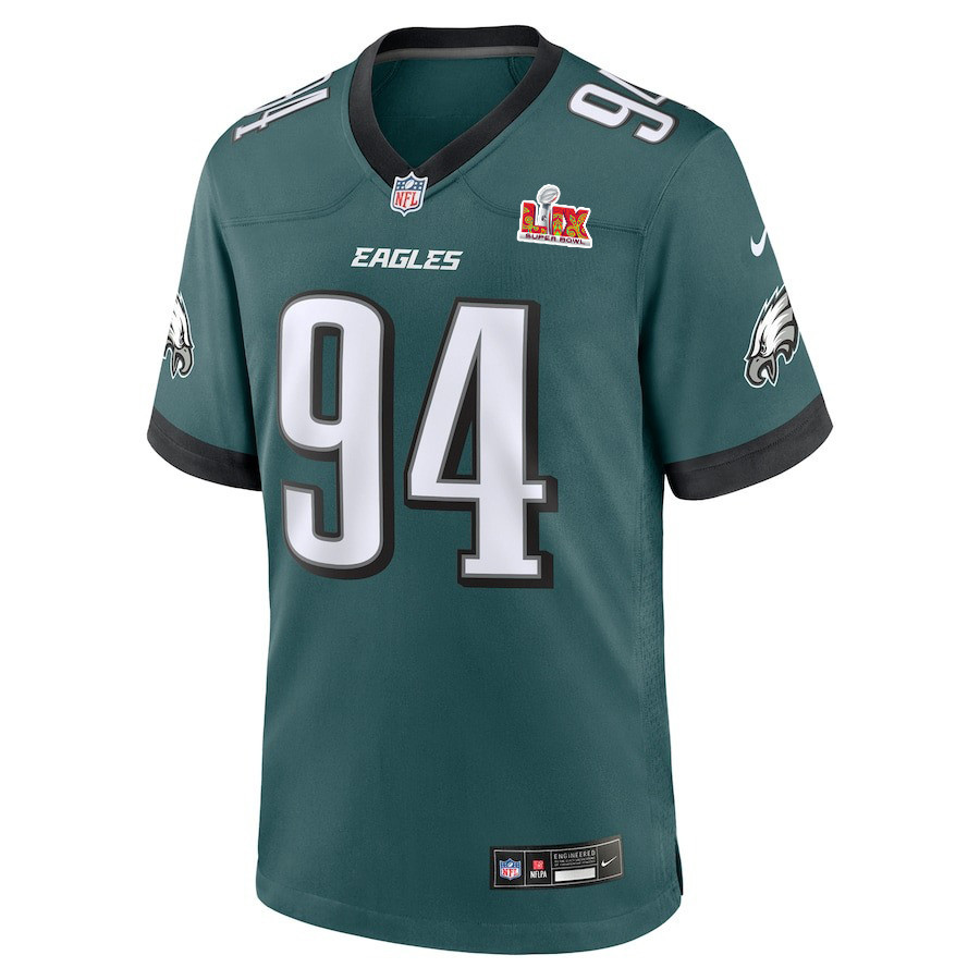 Byron Young #94 Philadelphia Eagles Super Bowl LIX Midnight Green NFL Jersey Youth