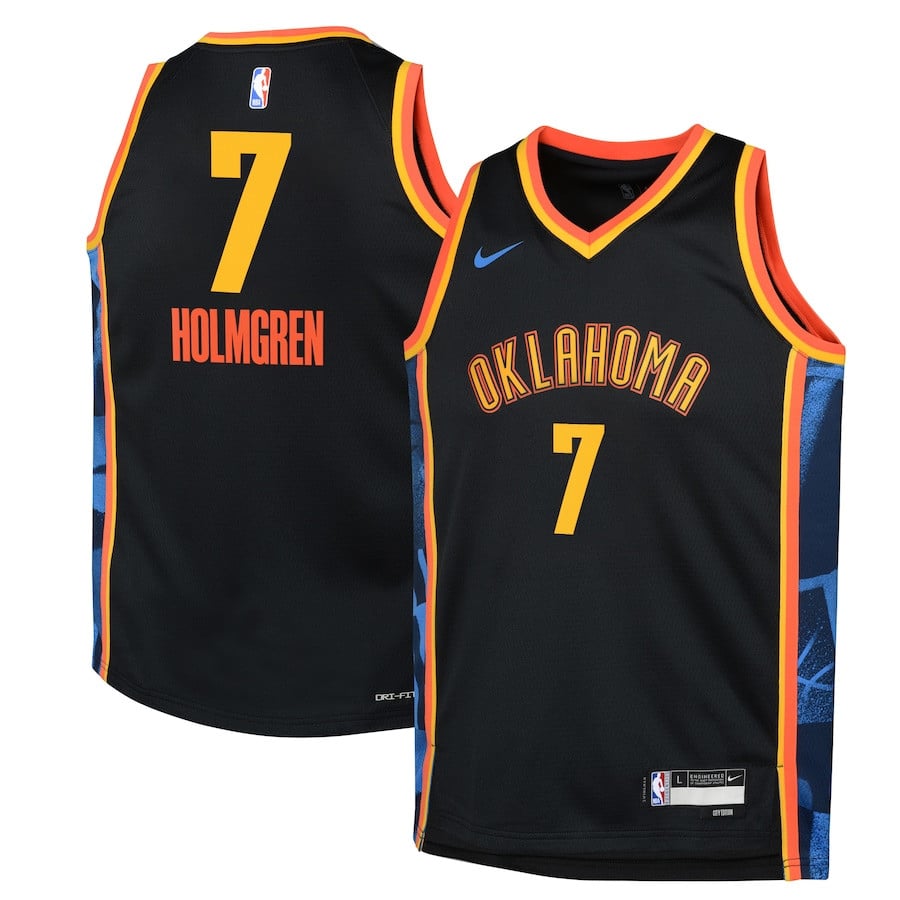 Chet Holmgren 7 Oklahoma City Thunder 2024/25 Swingman Playe City Edition Black NBA Jersey Youth