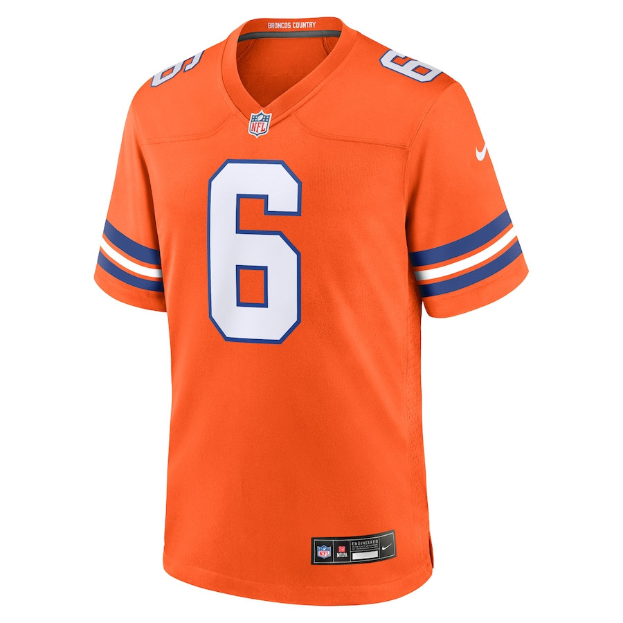 P.J. Locke III 6 Denver Broncos Mile High Collection 1977 Throwback Player Game Orange NFL Jersey Men's