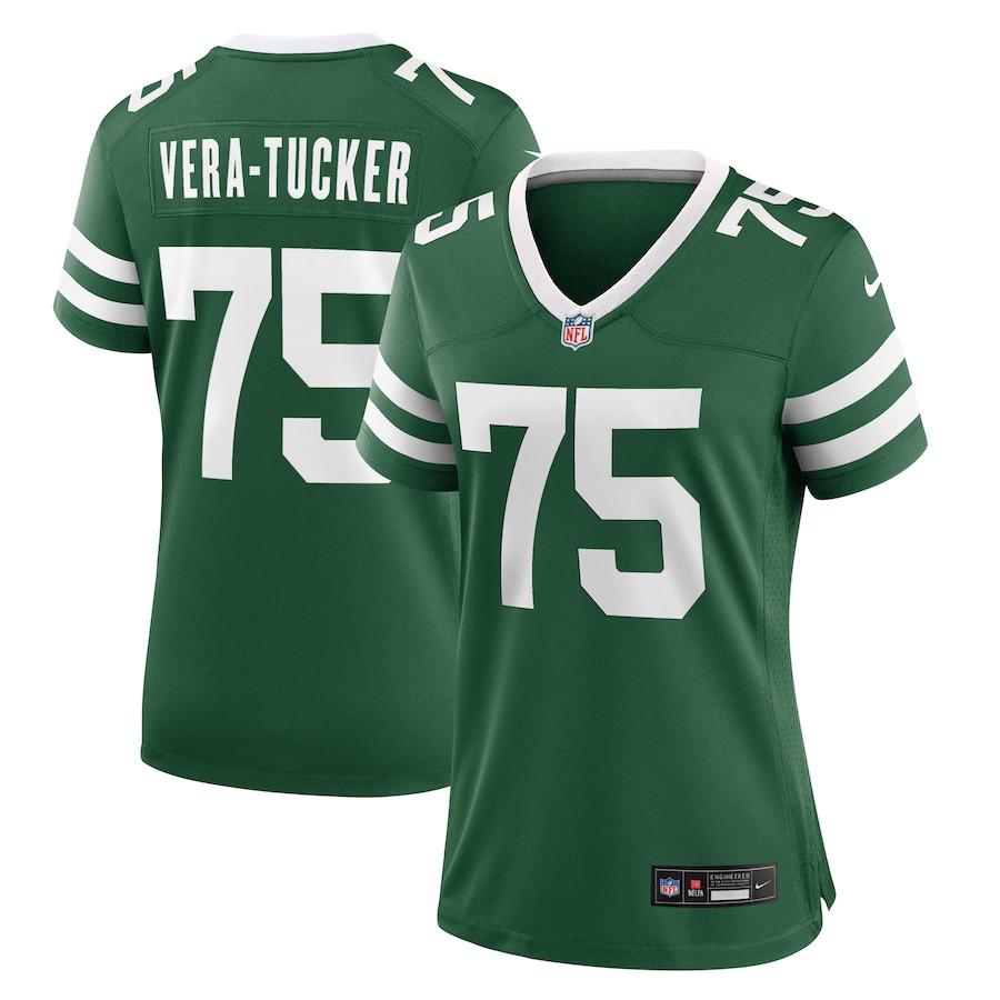Alijah Vera-Tucker 75 New York Jets Team Game Legacy Green NFL Jersey Women's