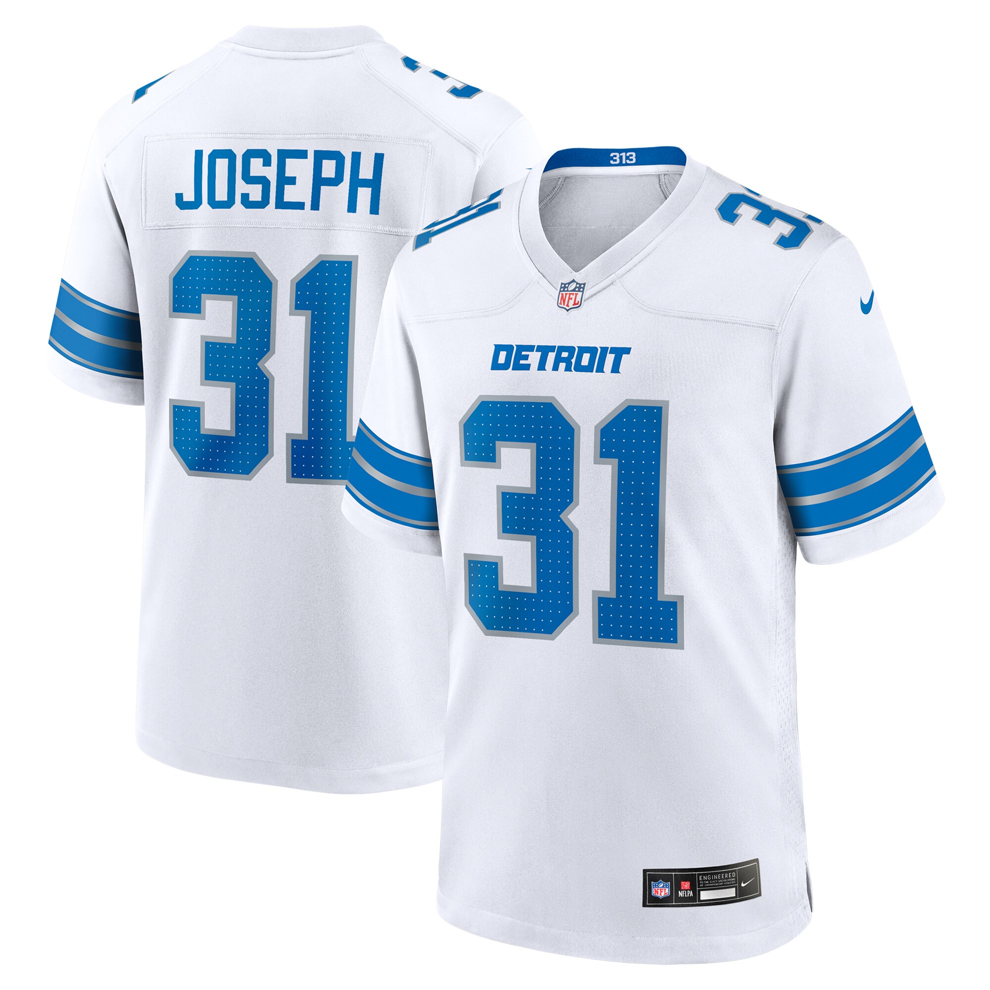 Detroit Lions Kerby Joseph White Game NFL Jersey Men's