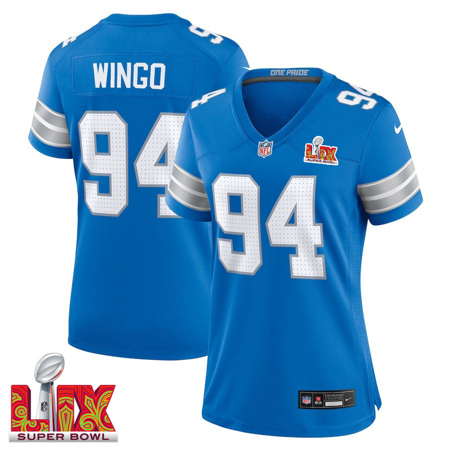 Mekhi Wingo #94 Detroit Lions Super Bowl LIX Blue NFL Jersey Women's